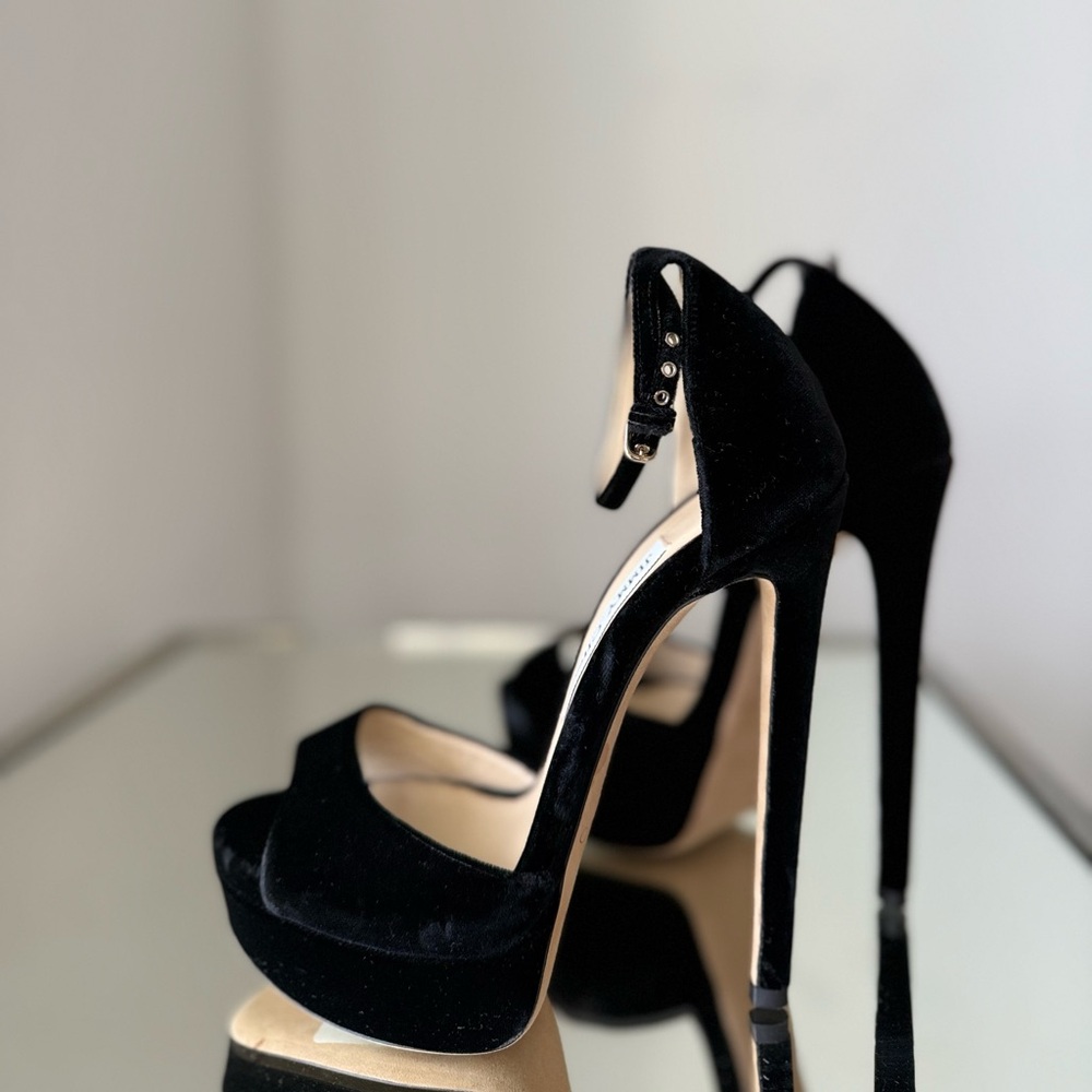 New Jimmy Choo Max 150 Black Velvet 37 $995 - Picture 12 of 12